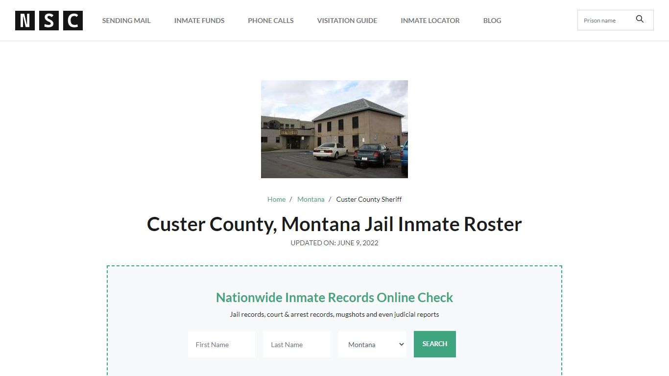 Custer County, Montana Jail Inmate Roster